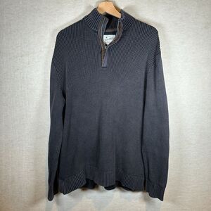 Lucky Brand Mens Washed & Worn Cotton Waffle Knit Sweater XXL Black Quarter Zip